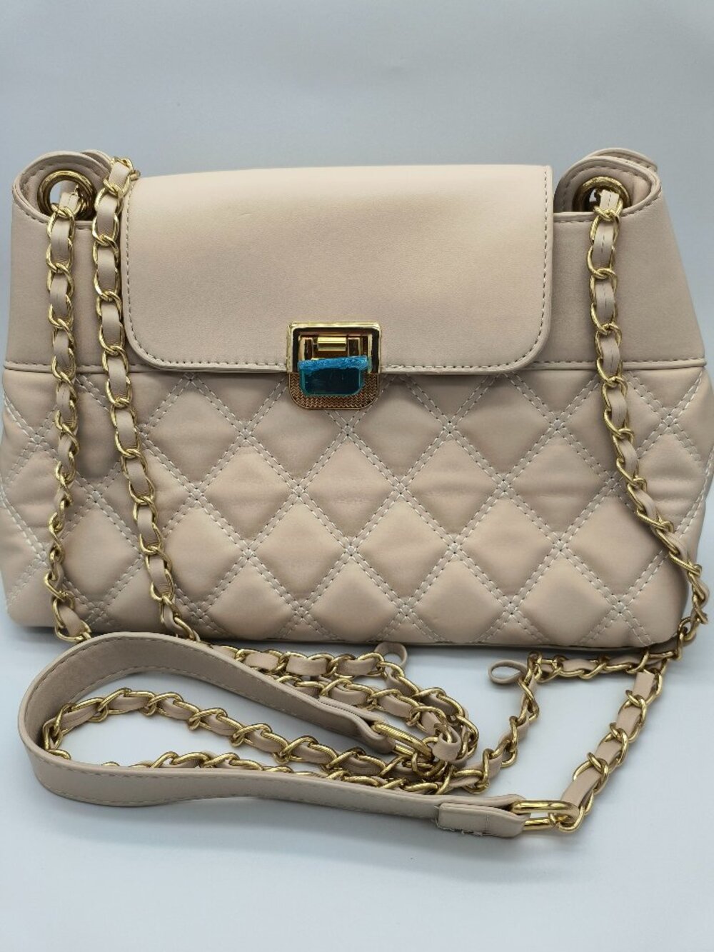 Elizabeth Grant Quilted Shoulder/Crossbody Purse – Cream & Gold